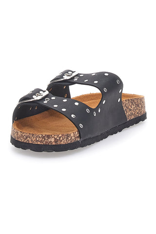 Črne denim copate s špicami in dvojno zaponko PITTARELLO SUN SR001