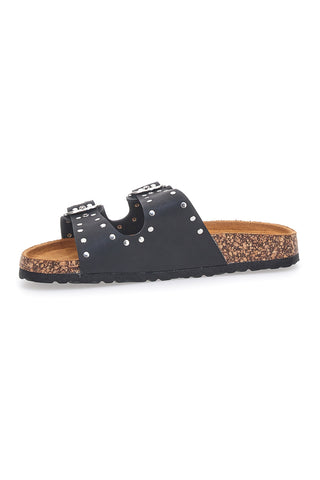 Črne denim copate s špicami in dvojno zaponko PITTARELLO SUN SR001