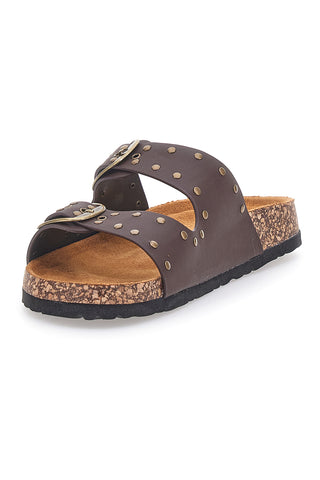 Rjave denim copate z zakovicami in dvojno zaponko PITTARELLO SUN SR001