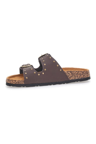 Rjave denim copate z zakovicami in dvojno zaponko PITTARELLO SUN SR001