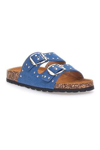 Modre denim copate z zakovicami in dvojno zaponko PITTARELLO SUN SR001