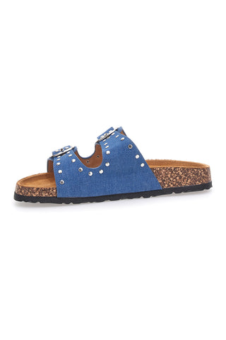 Modre denim copate z zakovicami in dvojno zaponko PITTARELLO SUN SR001