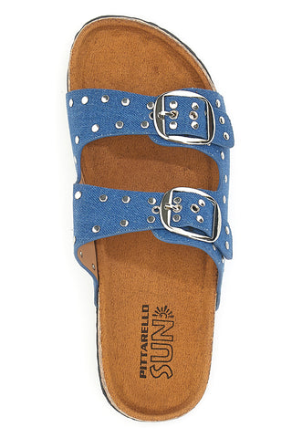 Modre denim copate z zakovicami in dvojno zaponko PITTARELLO SUN SR001