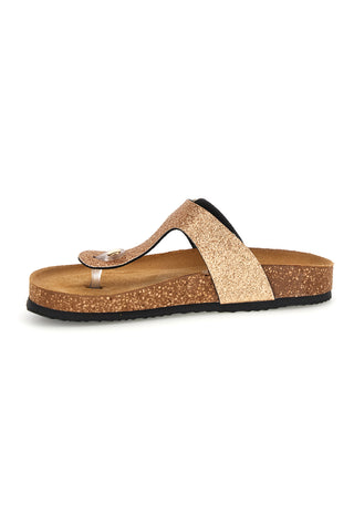 Zlati copati z bleščicami in usnjenim vložkom Superga S31Y820