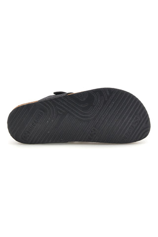 Črni natikači z bleščicami in usnjenim vložkom Superga S31Y820
