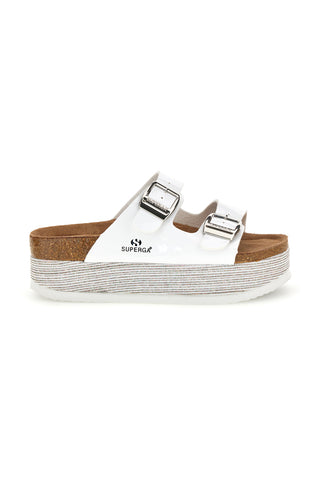 Bleščeči beli copati z dvojno zaponko Superga S11U009