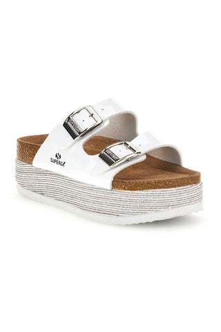 Bleščeči beli copati z dvojno zaponko Superga S11U009