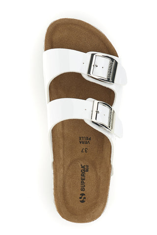 Bleščeči beli copati z dvojno zaponko Superga S11U009