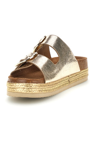Zlati copati z dvojno zaponko Superga S11T627