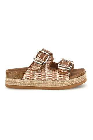 Bež in usnjeni copati z dvojno zaponko Superga S11Y711