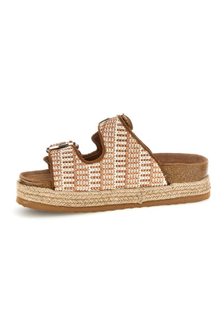 Bež in usnjeni copati z dvojno zaponko Superga S11Y711