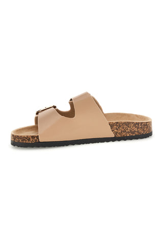 Ciabatte beige con doppia fascia e fibbie decorative Me & Me 14604