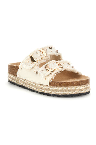 Ciabatte Panna con borchie e brillantini Me & me 12502