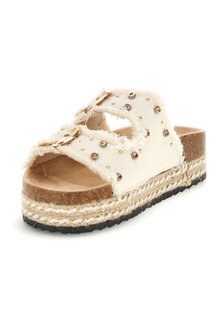 Ciabatte Panna con borchie e brillantini Me & me 12502