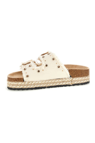 Ciabatte Panna con borchie e brillantini Me & me 12502