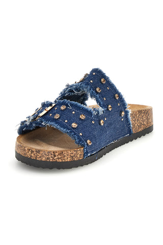 Ciabatte Jeans con borchie e brillantini Me & me 12502