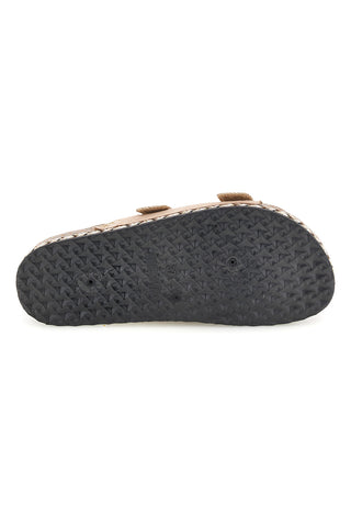 Ciabatte beige con fibbie e dettagli ricamati Me & Me 14184