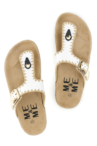 Beli copati z zaponko in okrasnimi detajli Me & Me 14206