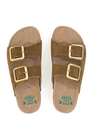 Taupe copate z dvojno sponko in protizdrsno podplatom Pittarello Green Walk Vegan 335CF20631S