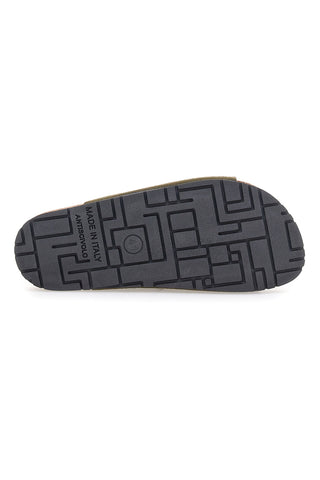 Olive zeleni copati z dvojno zaponko in protizdrsno podplatom Pittarello Green Walk vegan 335CF038S