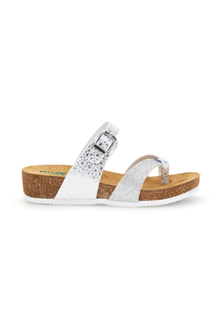 Beli srebrni copati z vložkom iz pravega usnja Pittarello eco 293A311SR