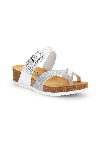 Beli srebrni copati z vložkom iz pravega usnja Pittarello eco 293A311SR