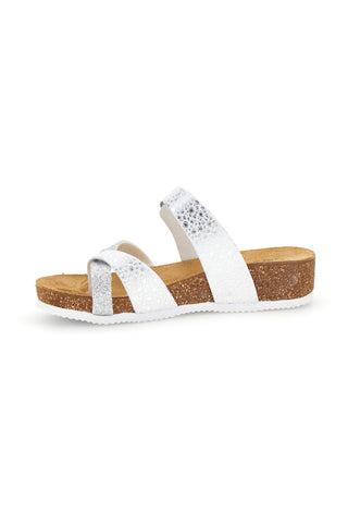 Beli srebrni copati z vložkom iz pravega usnja Pittarello eco 293A311SR