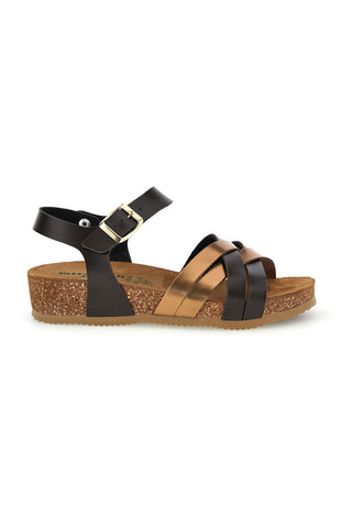 Črno-medeni sandali z usnjenim vložkom Pittarello Eco 293A850SR
