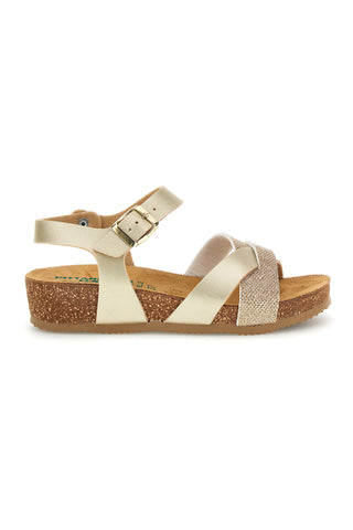 Sandali v bež in zlati barvi z usnjenim vložkom Pittarello Eco 293A940SR
