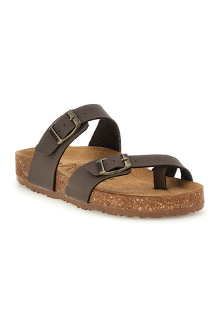 Taupe copati z zaponkami in anatomskim podplatom Bio up 203