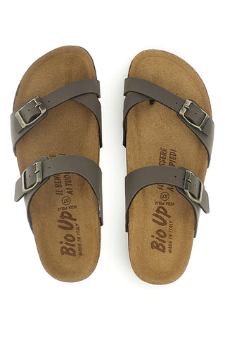 Taupe copati z zaponkami in anatomskim podplatom Bio up 203