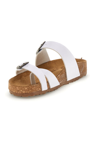 Beli copati z zaponkami in anatomskim podplatom Bio up 203