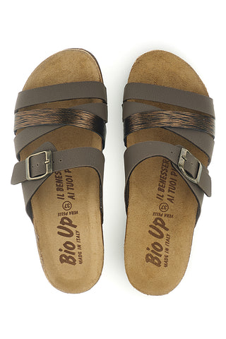 Taupe copati s trakovi in anatomskim podplatom Bio up 308