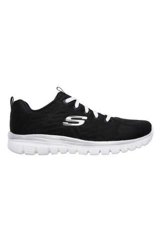 Črni in beli športni čevlji z zgornjim delom iz Skech Knit Mesh SKECHERS Graceful - Get Connected