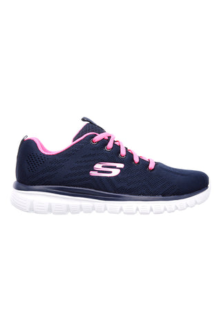 Navy trening čevlji z zgornjim delom iz Skech Knit Mesh SKECHERS Graceful - Get Connected