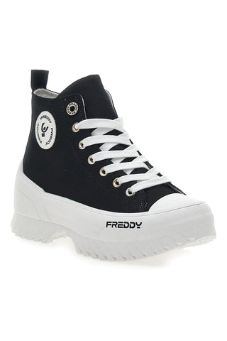 Visoke črne superge z belo platformo FREDDY FY7602