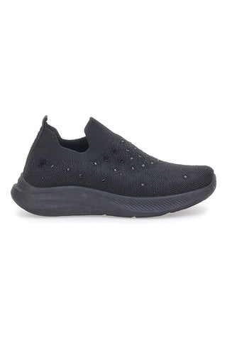 Črni slip-on superge z mrežastim zgornjim delom in okrasnimi kamni CANGURO CA1226
