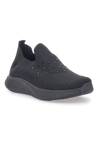 Črni slip-on superge z mrežastim zgornjim delom in okrasnimi kamni CANGURO CA1226