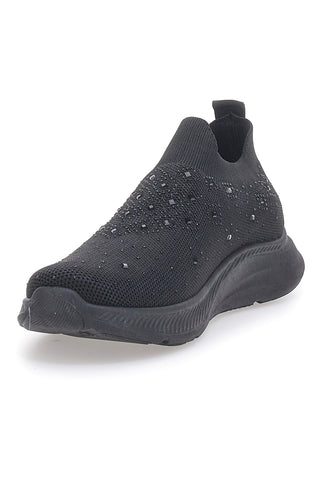Črni slip-on superge z mrežastim zgornjim delom in okrasnimi kamni CANGURO CA1226