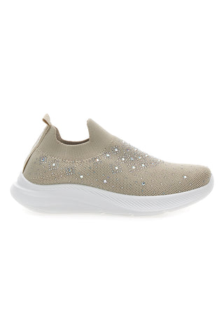 Bež superge Slip On z mrežastim zgornjim delom in okrasnimi kamni CANGURO CS1226