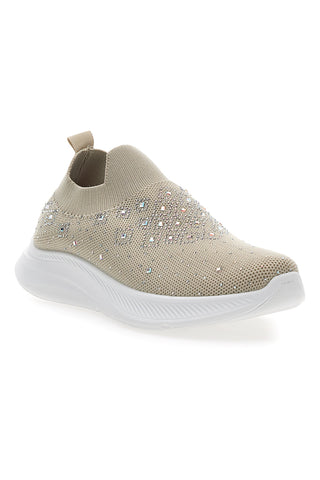Bež superge Slip On z mrežastim zgornjim delom in okrasnimi kamni CANGURO CS1226