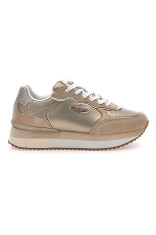 Sneakers Oro z usnjenimi detajli in kontrastnimi vezalkami PEPE JEANS RUSPER SHINE