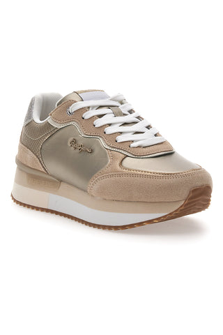 Sneakers Oro z usnjenimi detajli in kontrastnimi vezalkami PEPE JEANS RUSPER SHINE