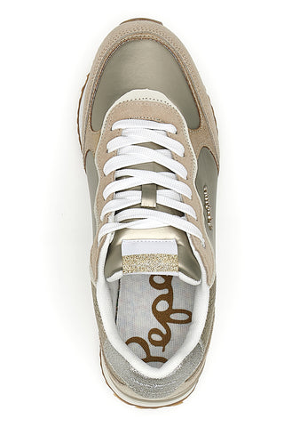 Sneakers Oro z usnjenimi detajli in kontrastnimi vezalkami PEPE JEANS RUSPER SHINE