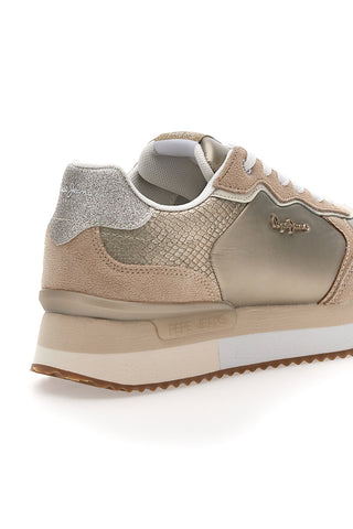 Sneakers Oro z usnjenimi detajli in kontrastnimi vezalkami PEPE JEANS RUSPER SHINE