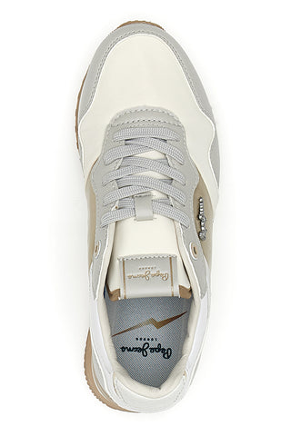 Bele in zlate superge z vezalkami PEPE JEANS London Shine W