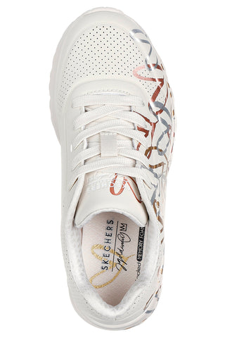 Bele superge z metalnimi srčki Skechers Uno Lite Metallic Love