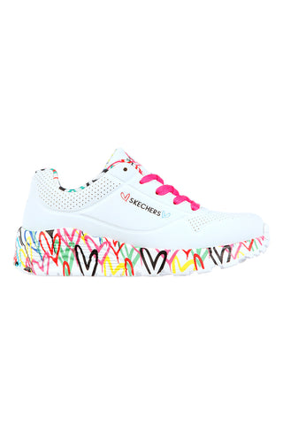 Bele superge z barvitimi srčki Skechers Uno Lite