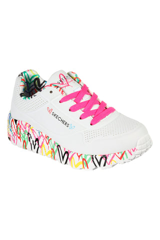 Bele superge z barvitimi srčki Skechers Uno Lite