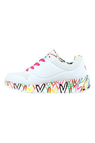 Bele superge z barvitimi srčki Skechers Uno Lite
